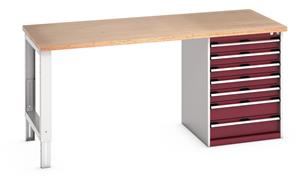 41004123.** Bott Cubio Pedestal Bench with MPX Top & 7 Drawers - 2000mm Wide  x 900mm Deep x 940mm High. Workbench consists of the following components...